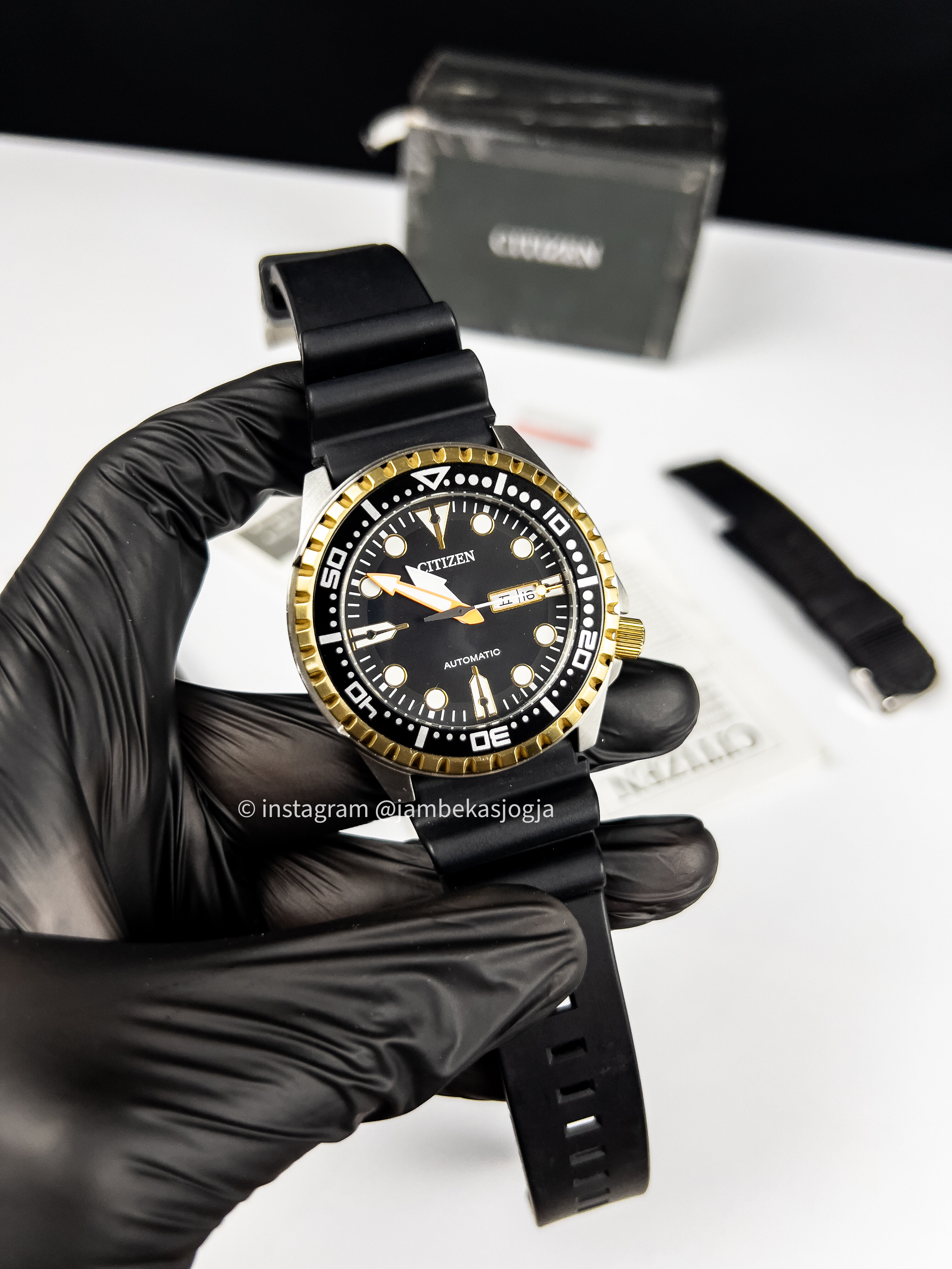 (SKU 37) Citizen Promaster NH-8384-14 Diver Watch Gold Bezel With Black Dial