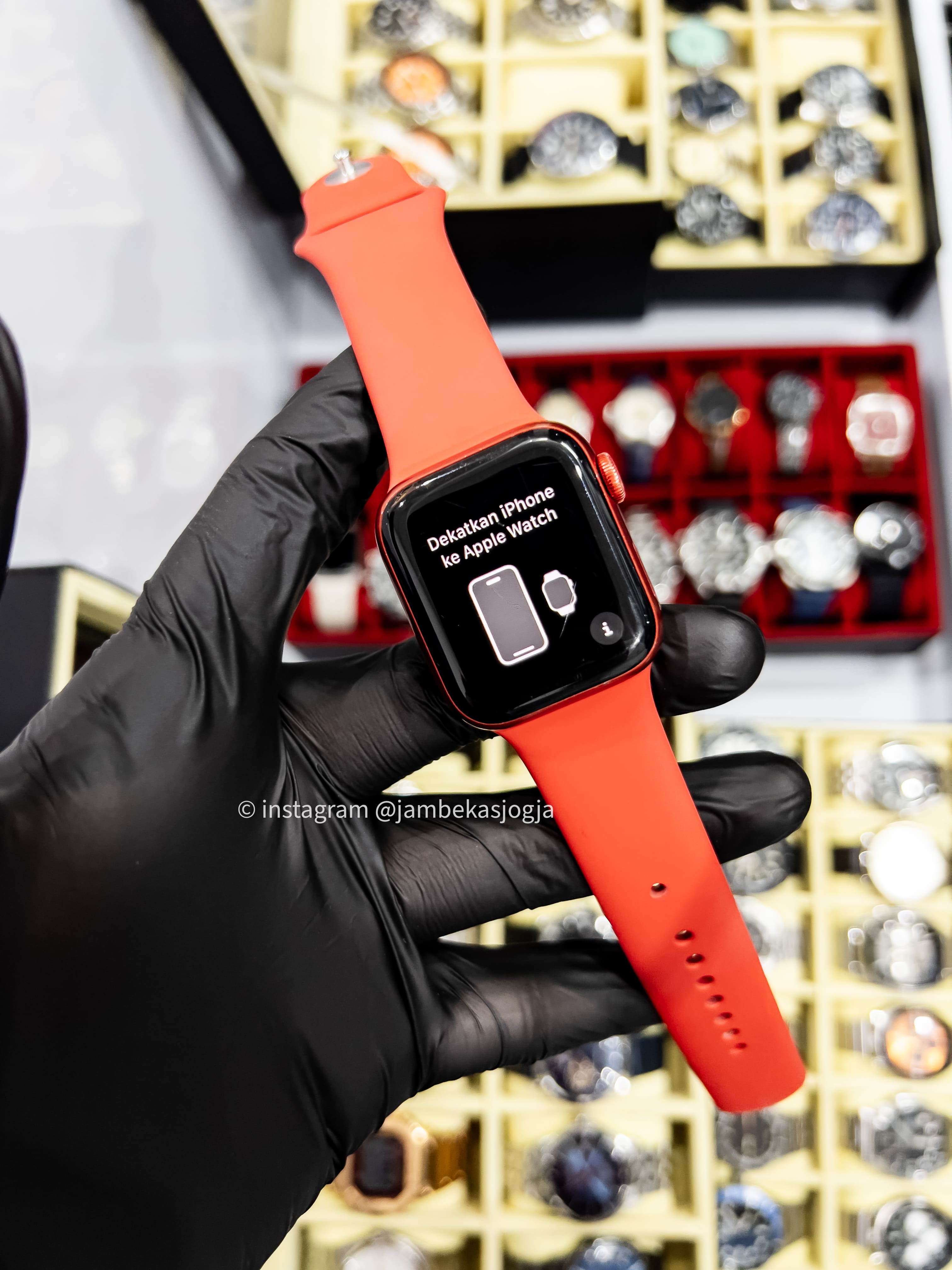 (SKU 135) Apple Watch Series 6 40mm Red Aluminum Case with Red Sport Band Rubber Strap