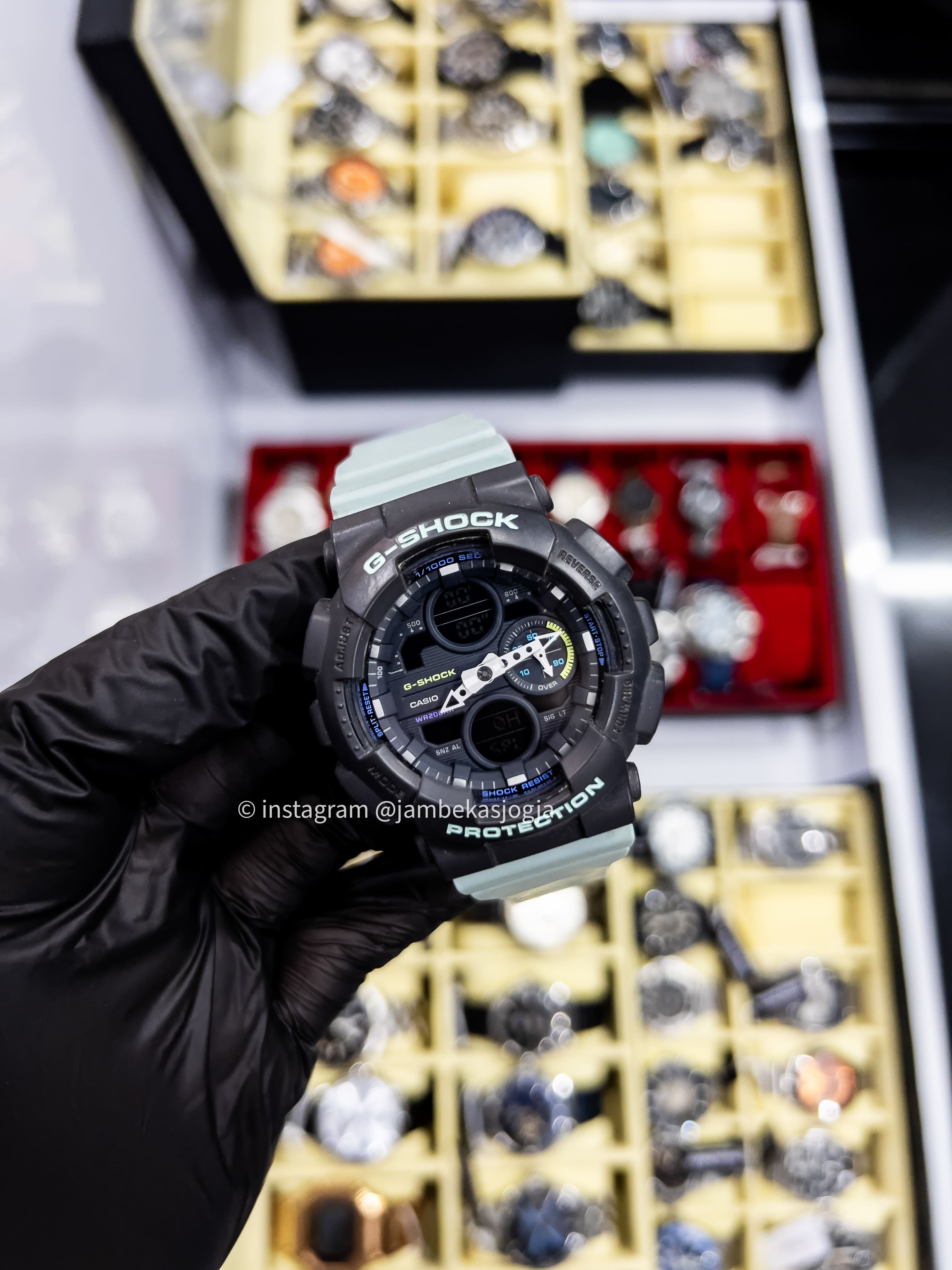 (SKU 133) Casio G-Shock GMA-S140-2ADR S Series Digital Analog Black Dial Green Tosca Resin Strap