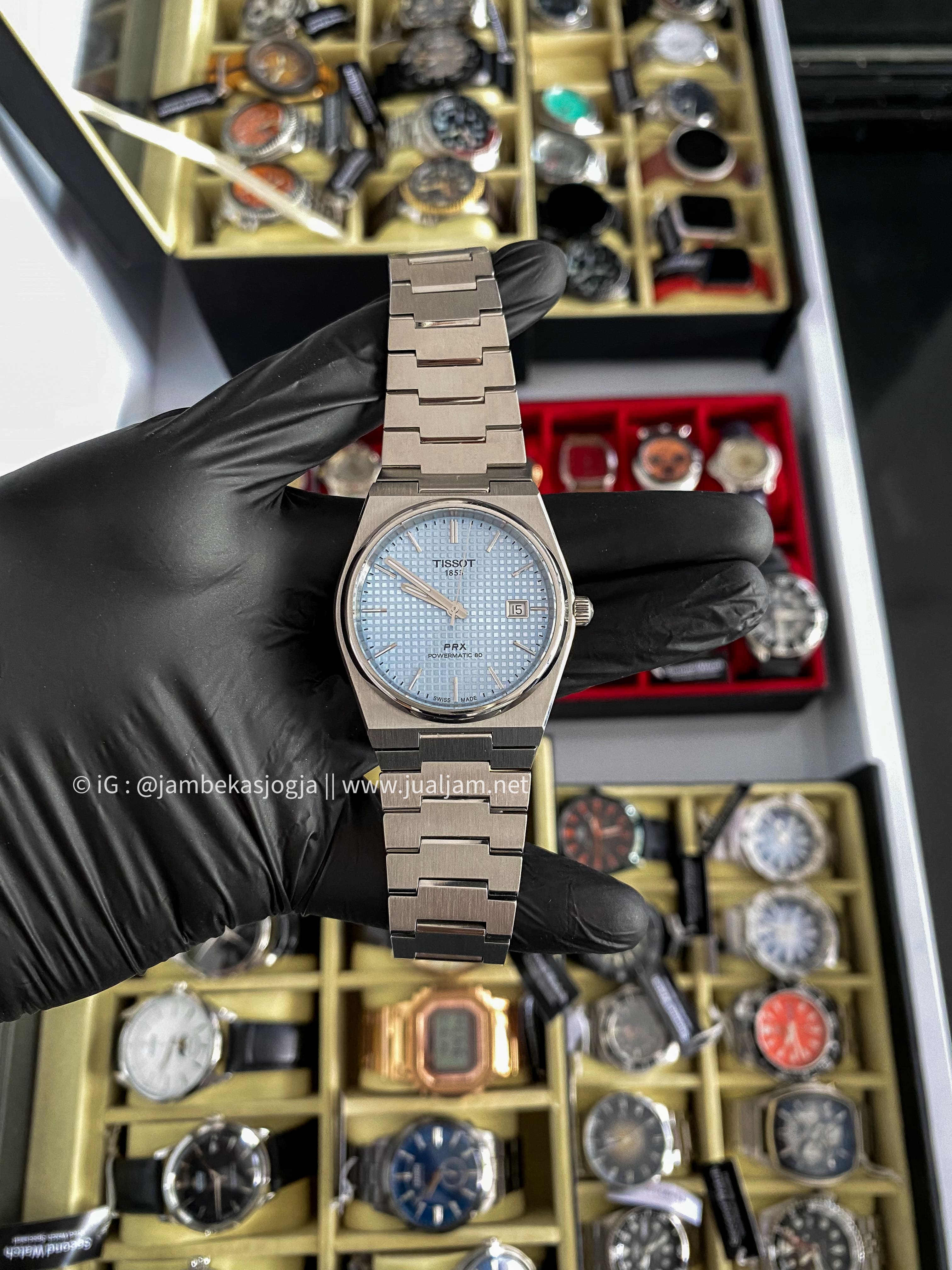 (SKU 16 ) Tissot PRX ice blue Powermatic 80 T137407A clasic (GARANSI JANUARI 2027) stainlees strap