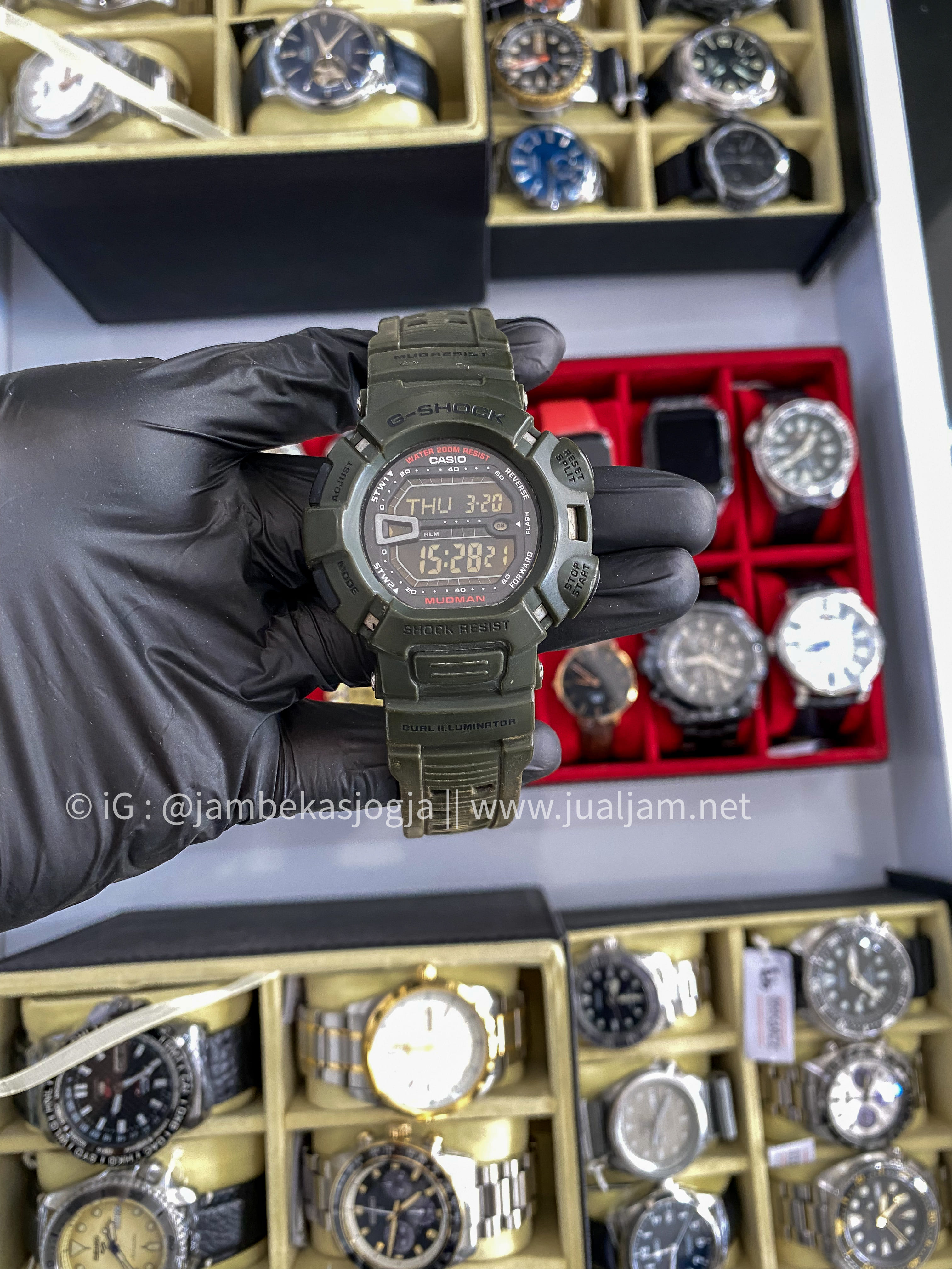 (SKU 165) Casio G-Shock Mudman G-9000-3VDR Master Of G-Land Digital Dial Green Resin Band
