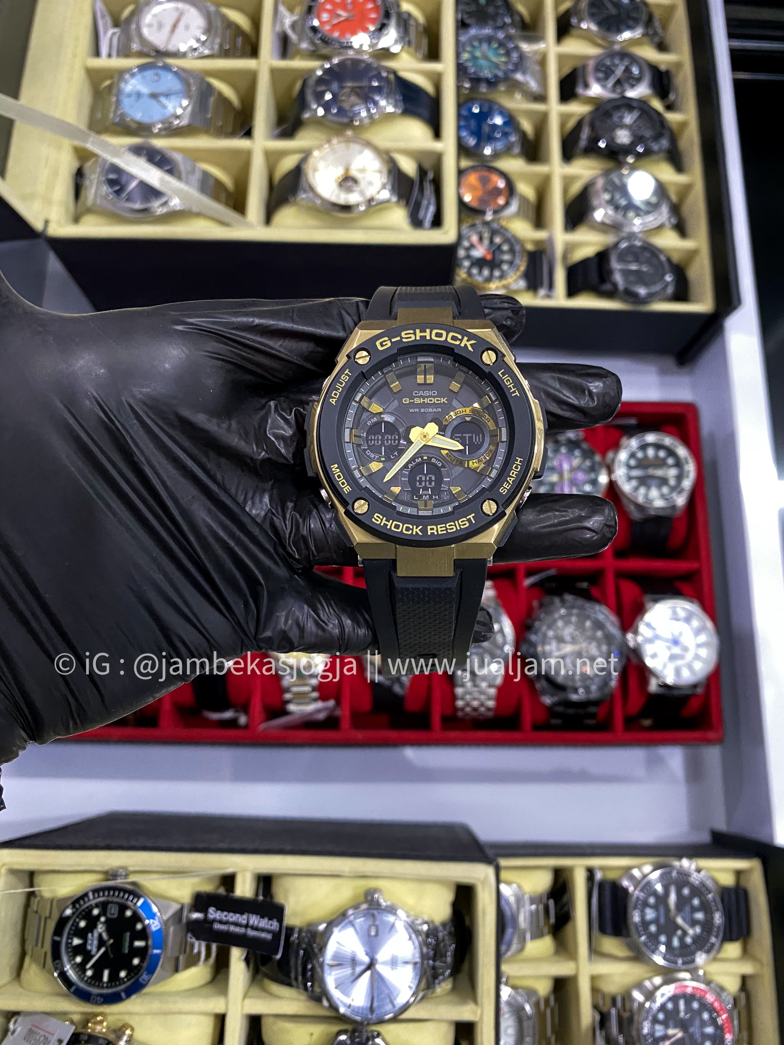 ( SKU 183) Casio G-Shock G-Steel GST-S100G-1ADR Tough Solar Digital Analog Dial Black Resin Band GARANSI NOVEMBER 2026