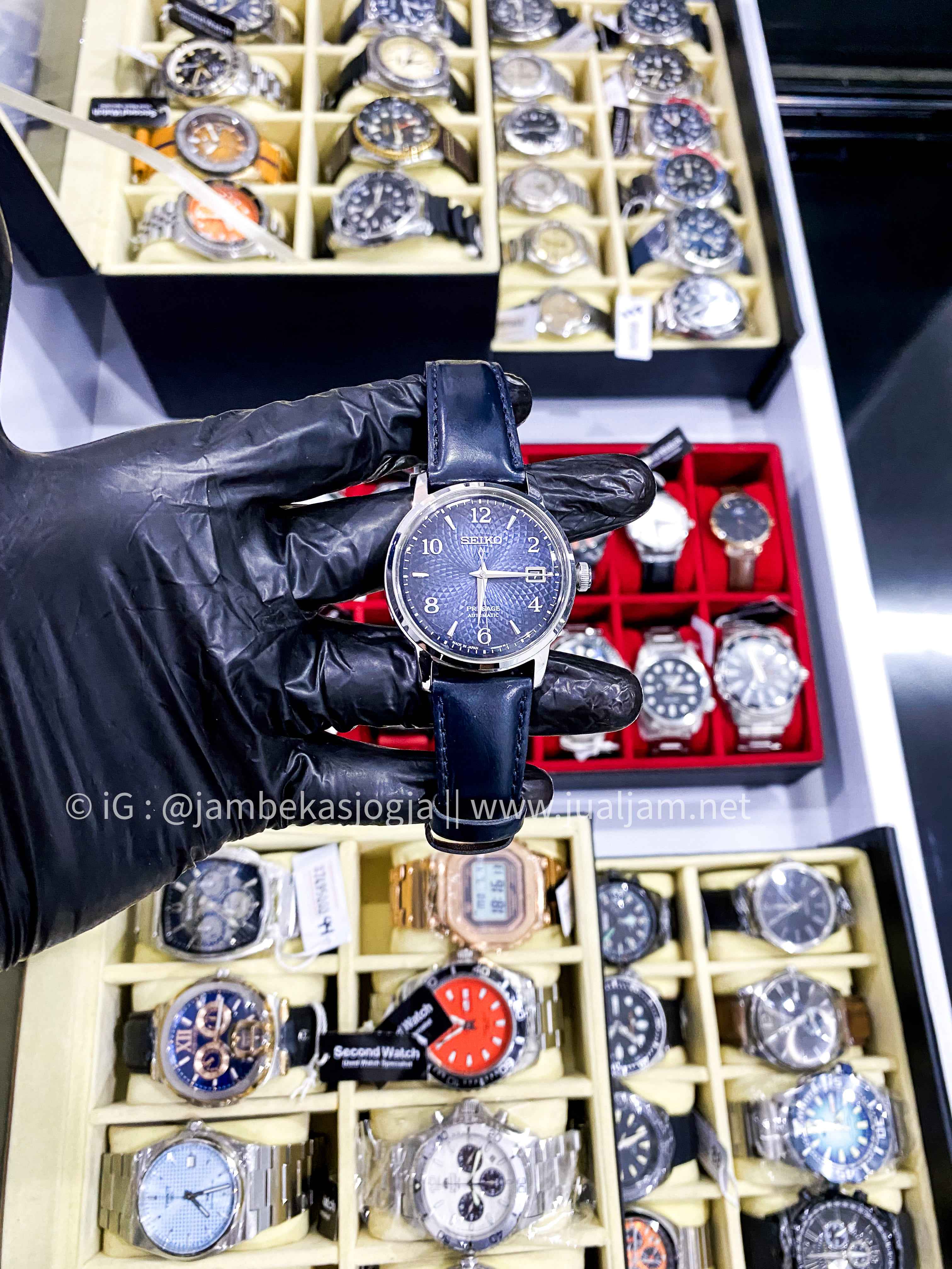 (SKU 198) Seiko Presage SRPE43J1 Cocktail Old Clock Blue Dial Dark Blue Leather Strap (GARANSI RESMI DESEMBER 2025)