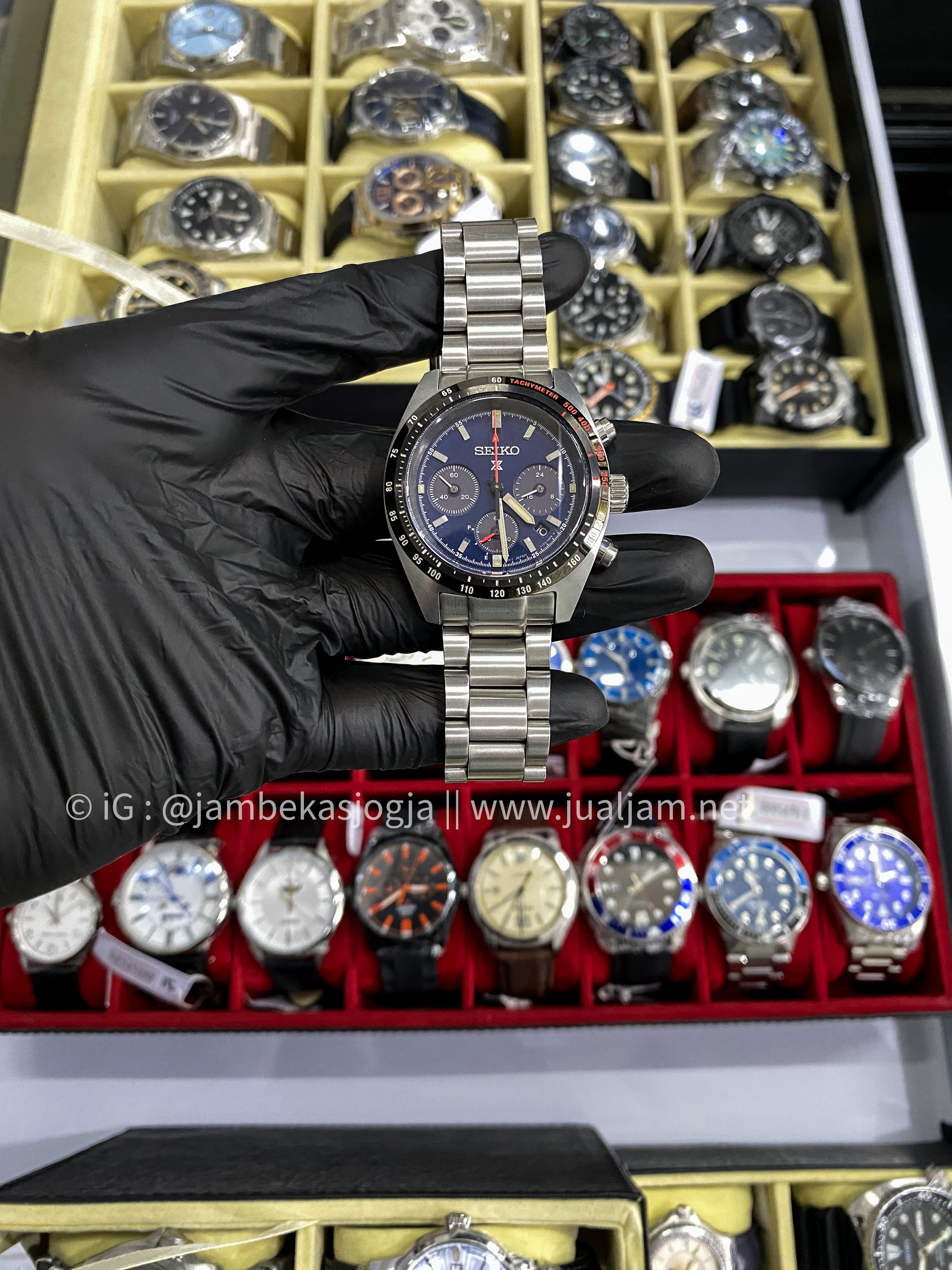 (SKU 206) Seiko Prospex SSC815P1 Speedtimer Solar Chronograph Blue Dial Stainless Steel Strap