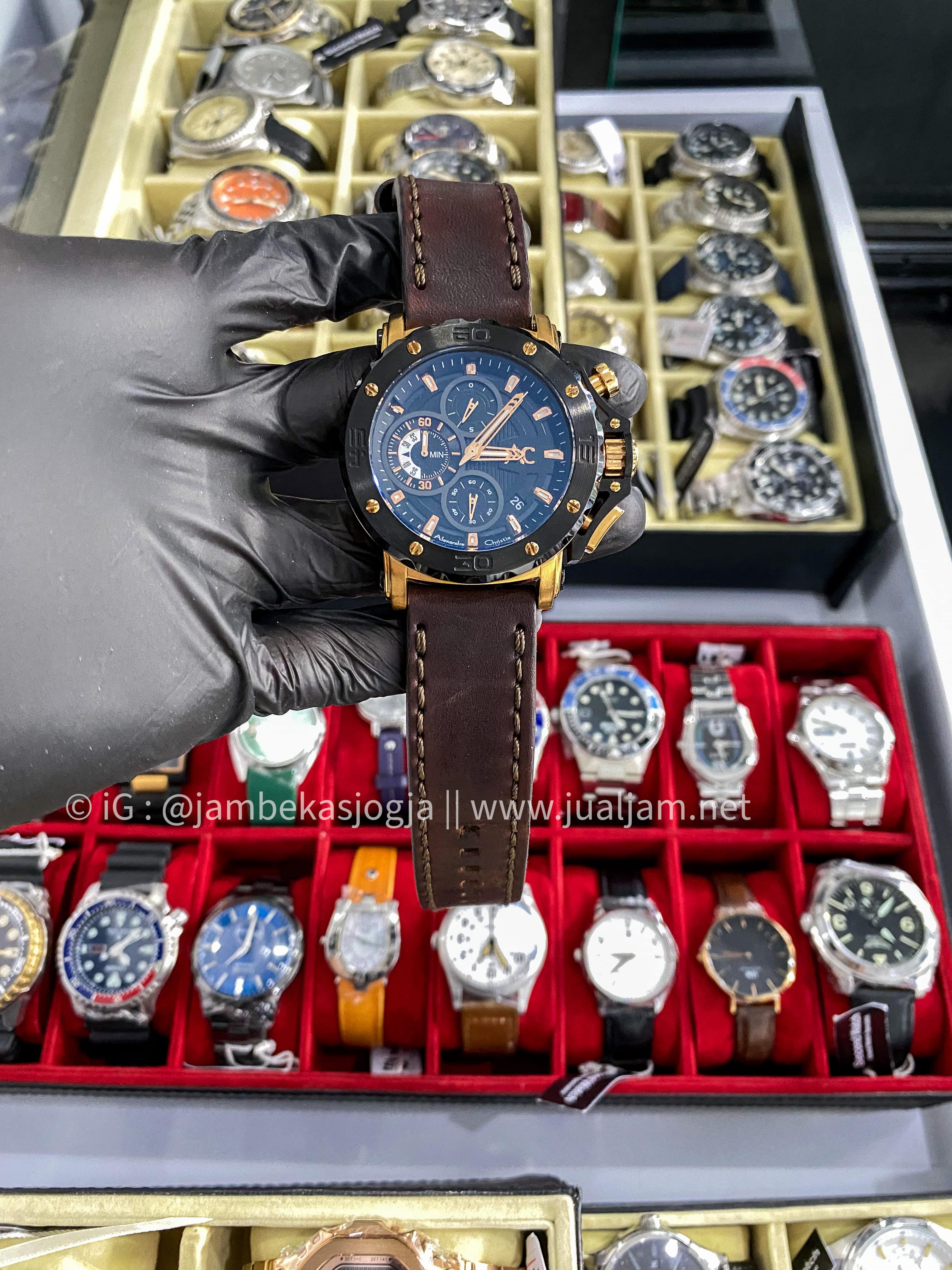 (SKU 239 ) Alexandre Christie AC 9205 MC BBRBA Black Dial Black Stainless Steel Strap