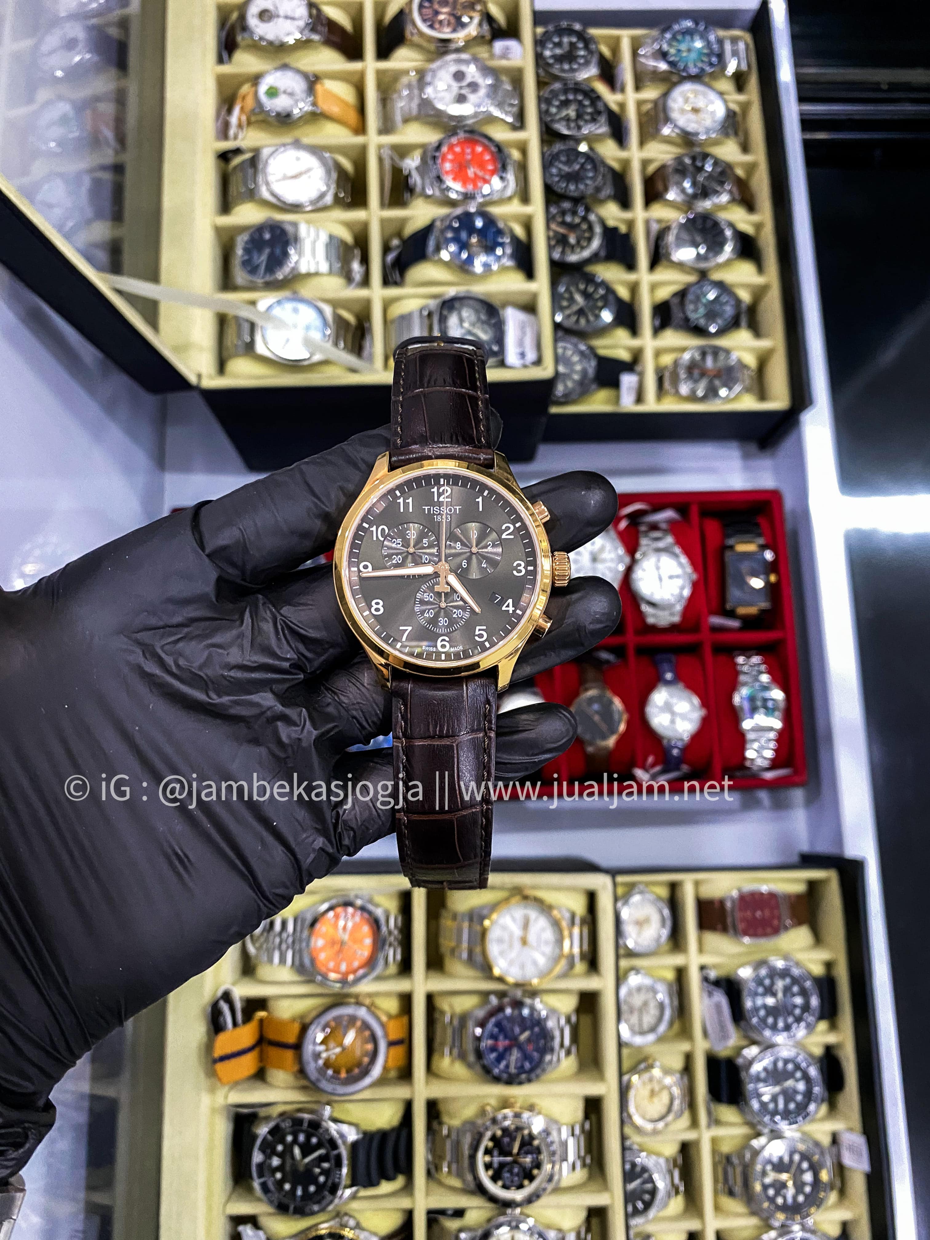 (SKU 268 ) TISSOT Chrono XL Classic 45mm T-Sport T116.617.16.092.00 Men BROWN Dial Brown Leather Strap