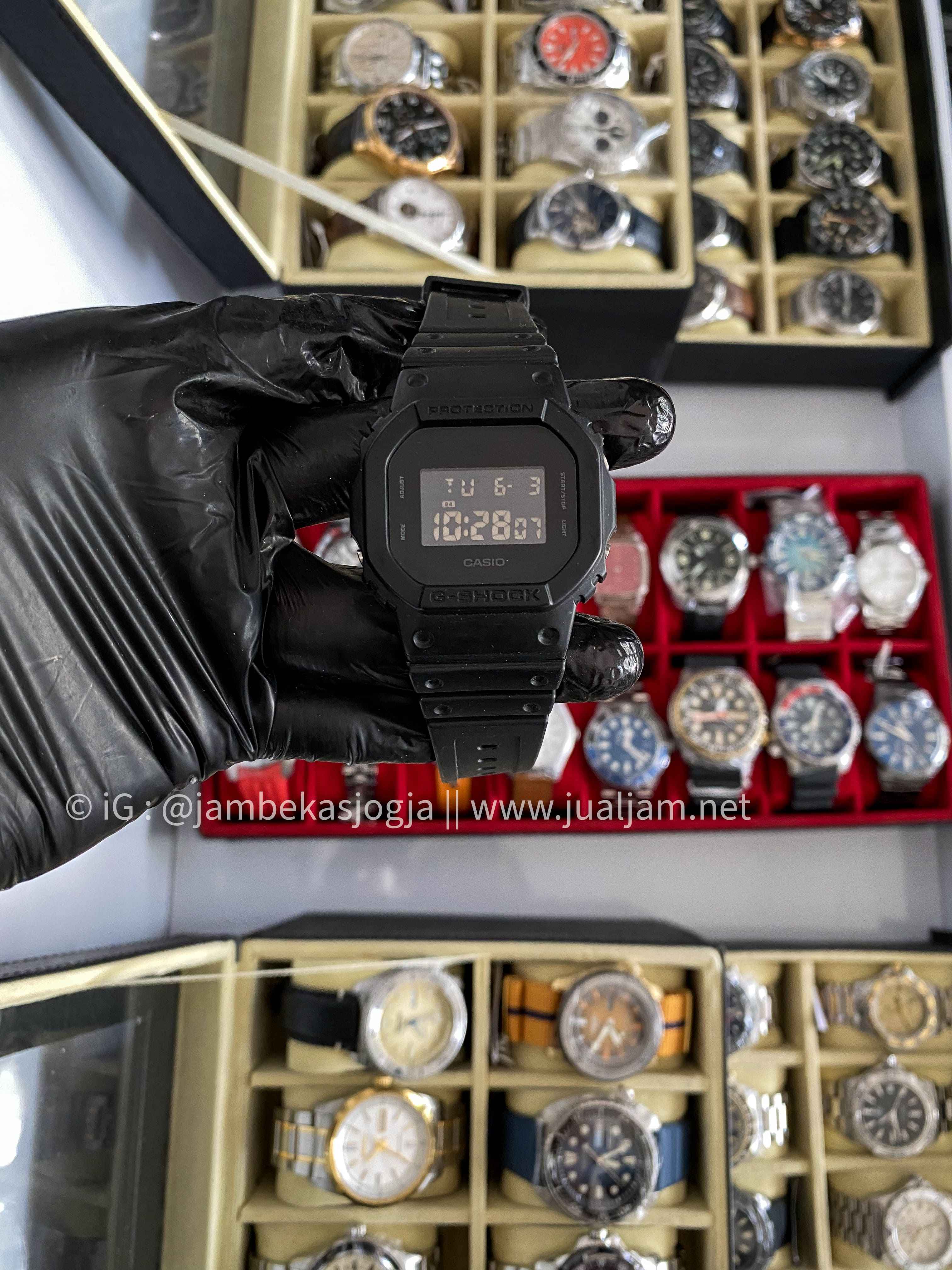 (SKU 283) Casio G-Shock DW-5600BB-1DR Black Out Men Digital Dial Black Resin Band