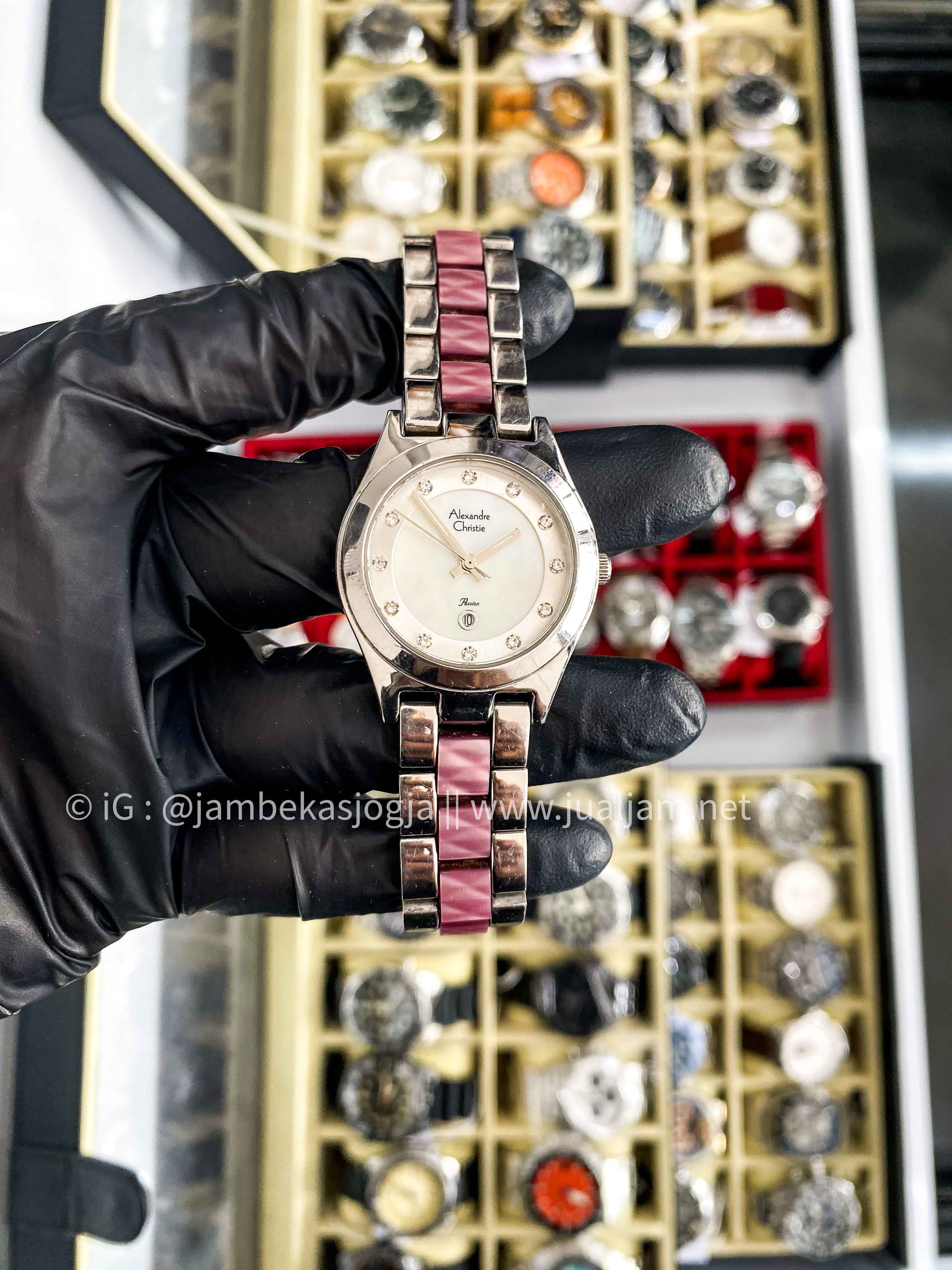 ( SKU 321) Alexandre Christie AC 2477 LD BRGMSIV Ladies Passion Mother of Pearl Dial Stainless Steel