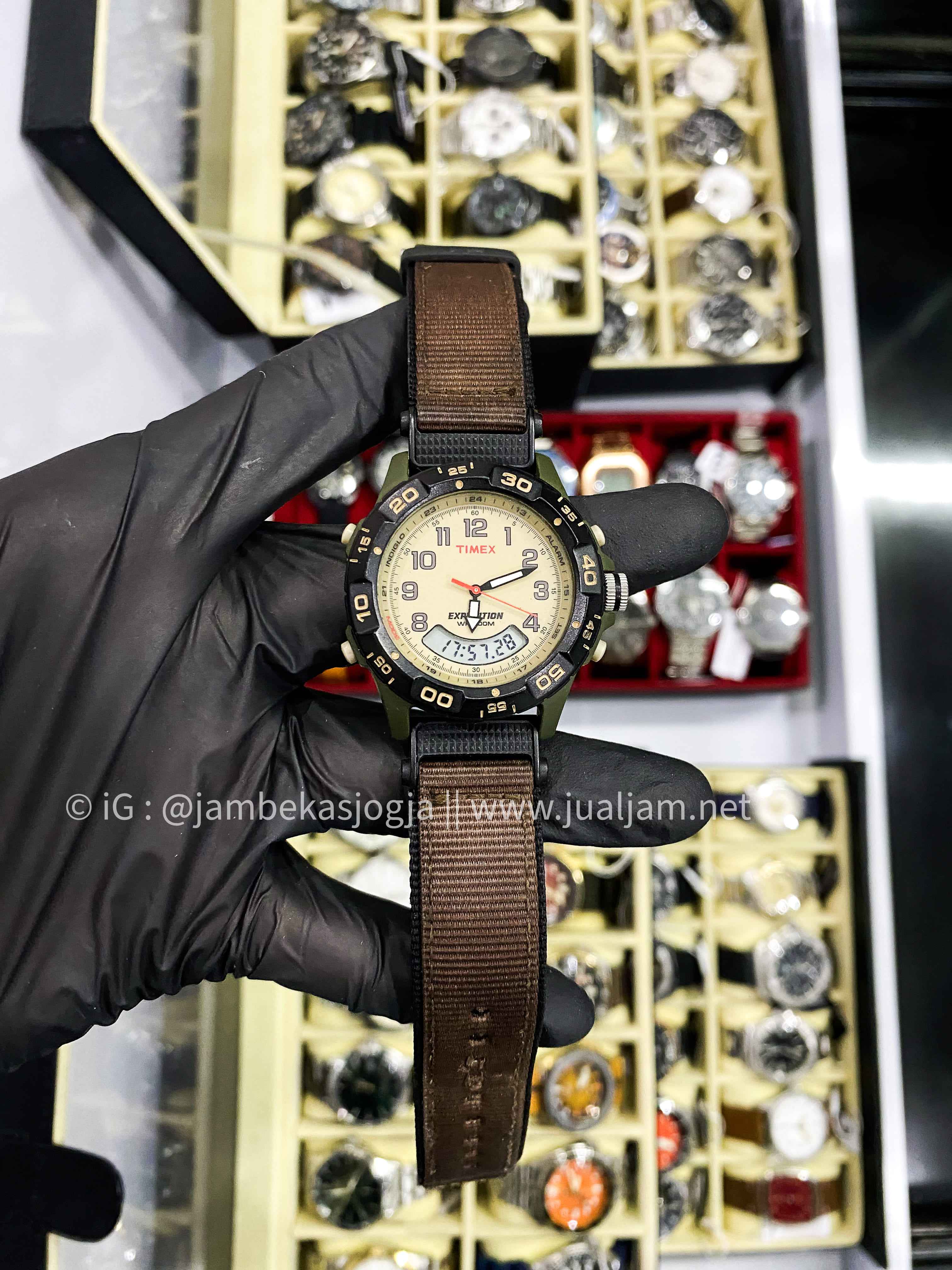 ( SKU 324) Timex Expedition T45181 Tan Digital Analog Dial Brown Fabric Strap