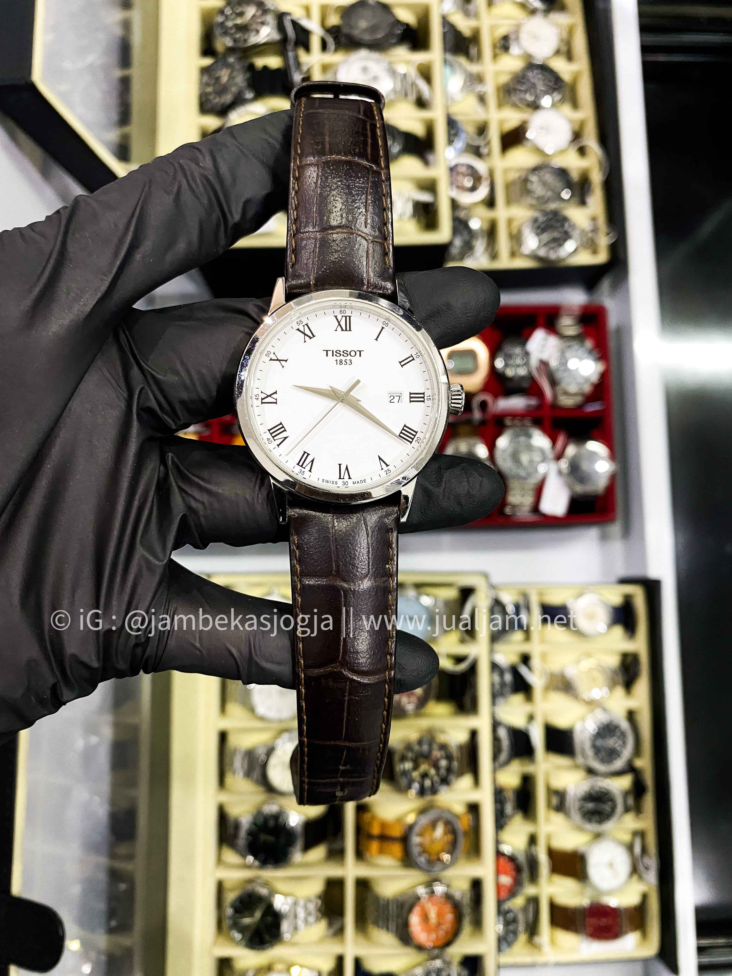 ( SKU 325) TP-TISSOT Classic Dream Quartz Watch T129410A Brown letaher strap