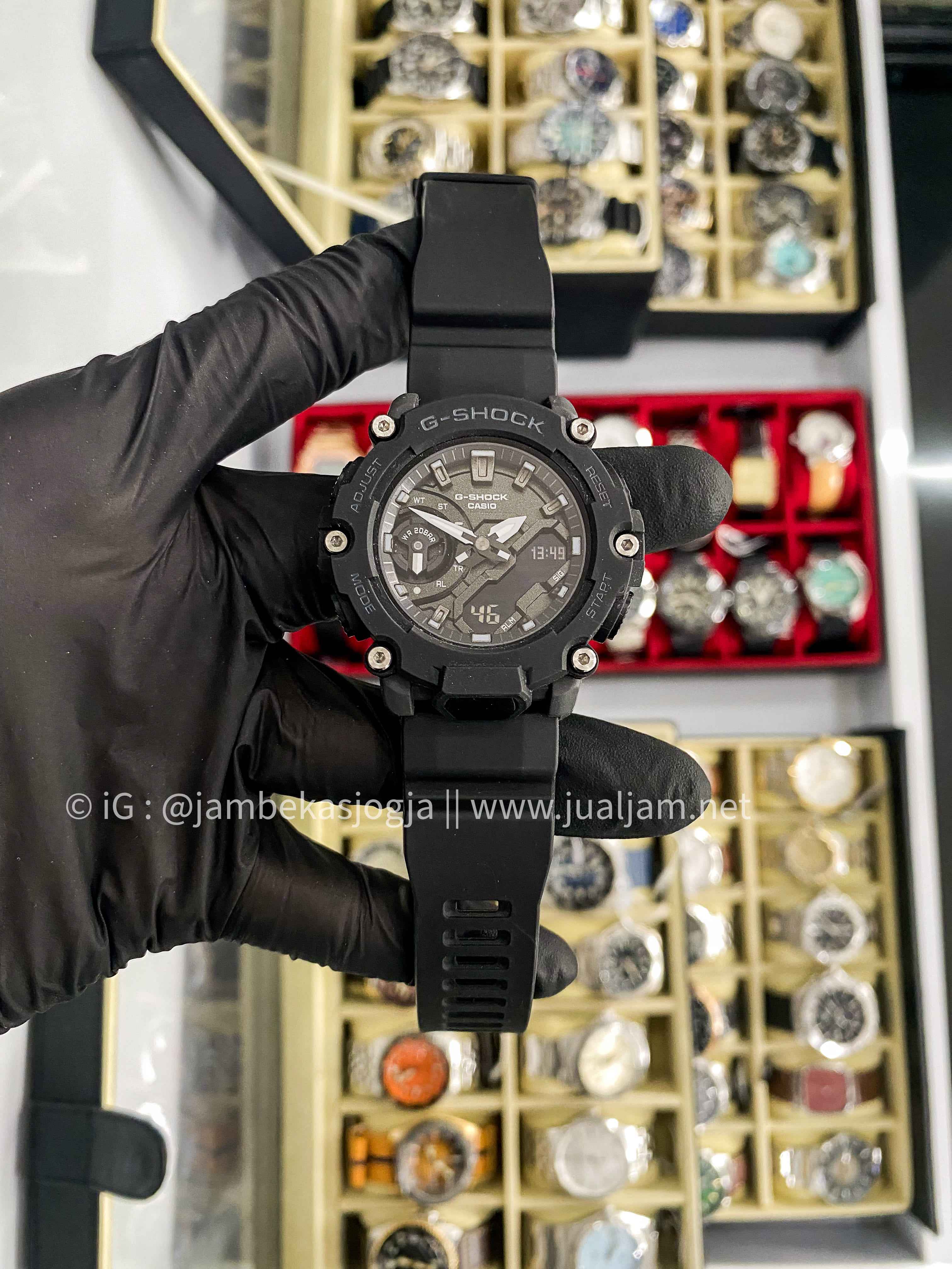 ( SKU 373 ) Casio G-Shock GMA-S2200-1ADR Black Digital Analog Dial Black Resin Band GARANSI RESMI OKTOBER 2028