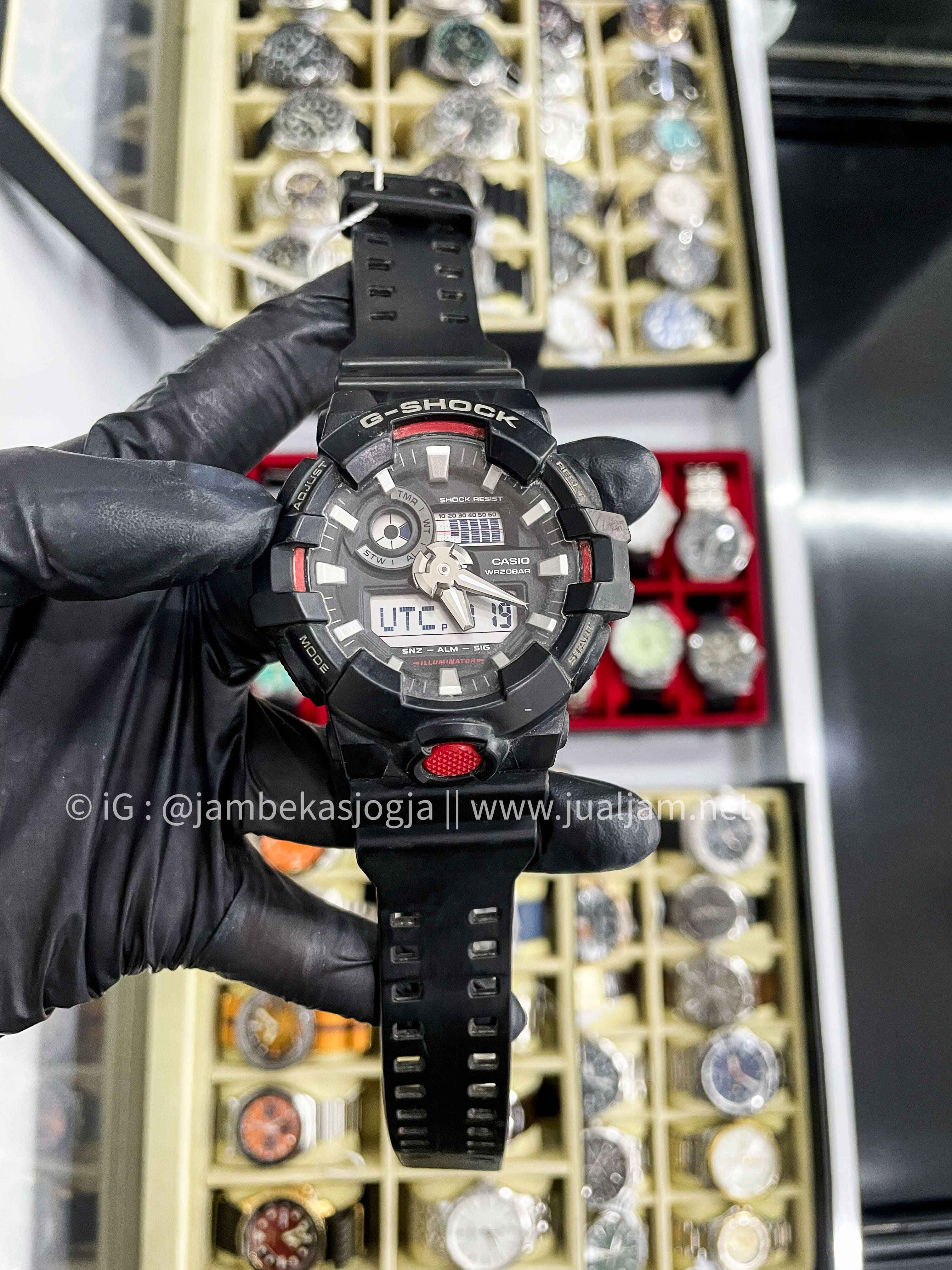 (SKU 387) Casio G-Shock GA-700-1ADR Digital Analog Dial Black Resin Band