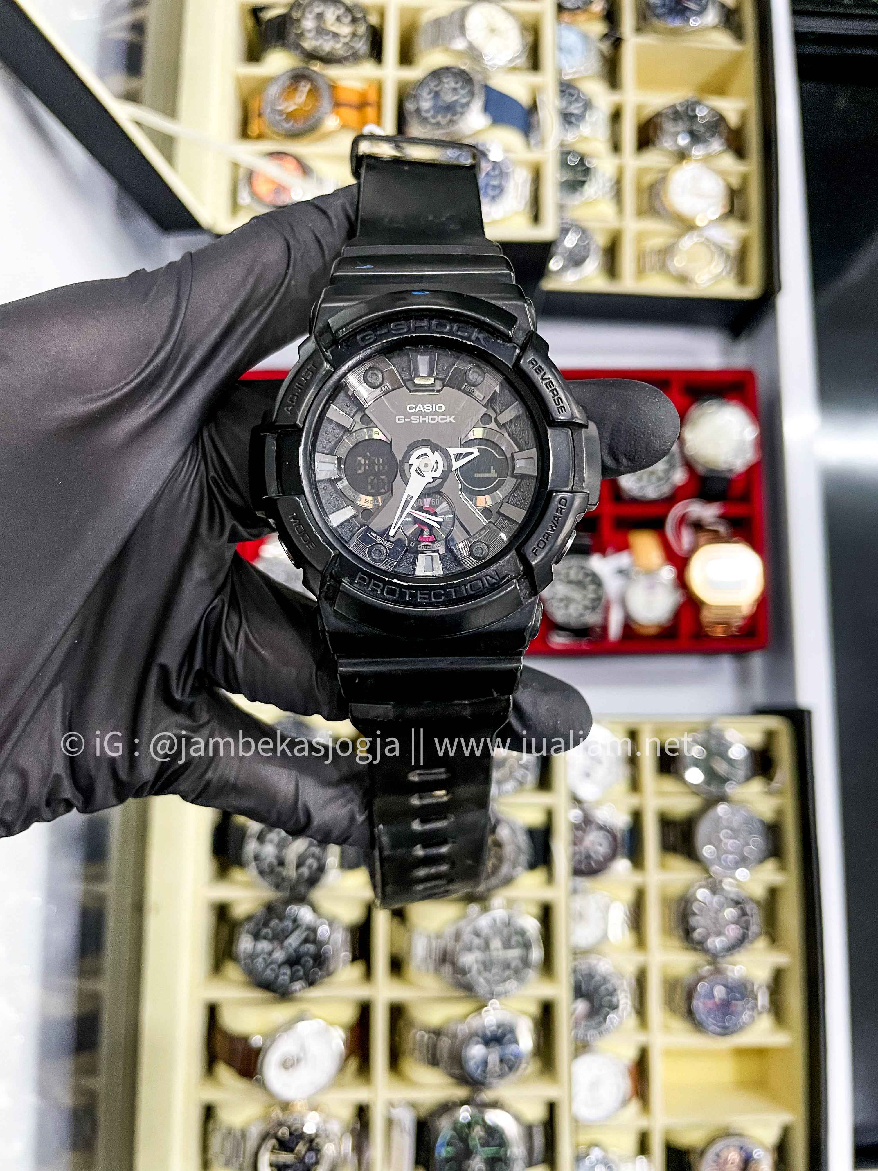 (SKU 403)  Casio G-Shock GA-201-1ADR Black Resin Case Black Resin Band