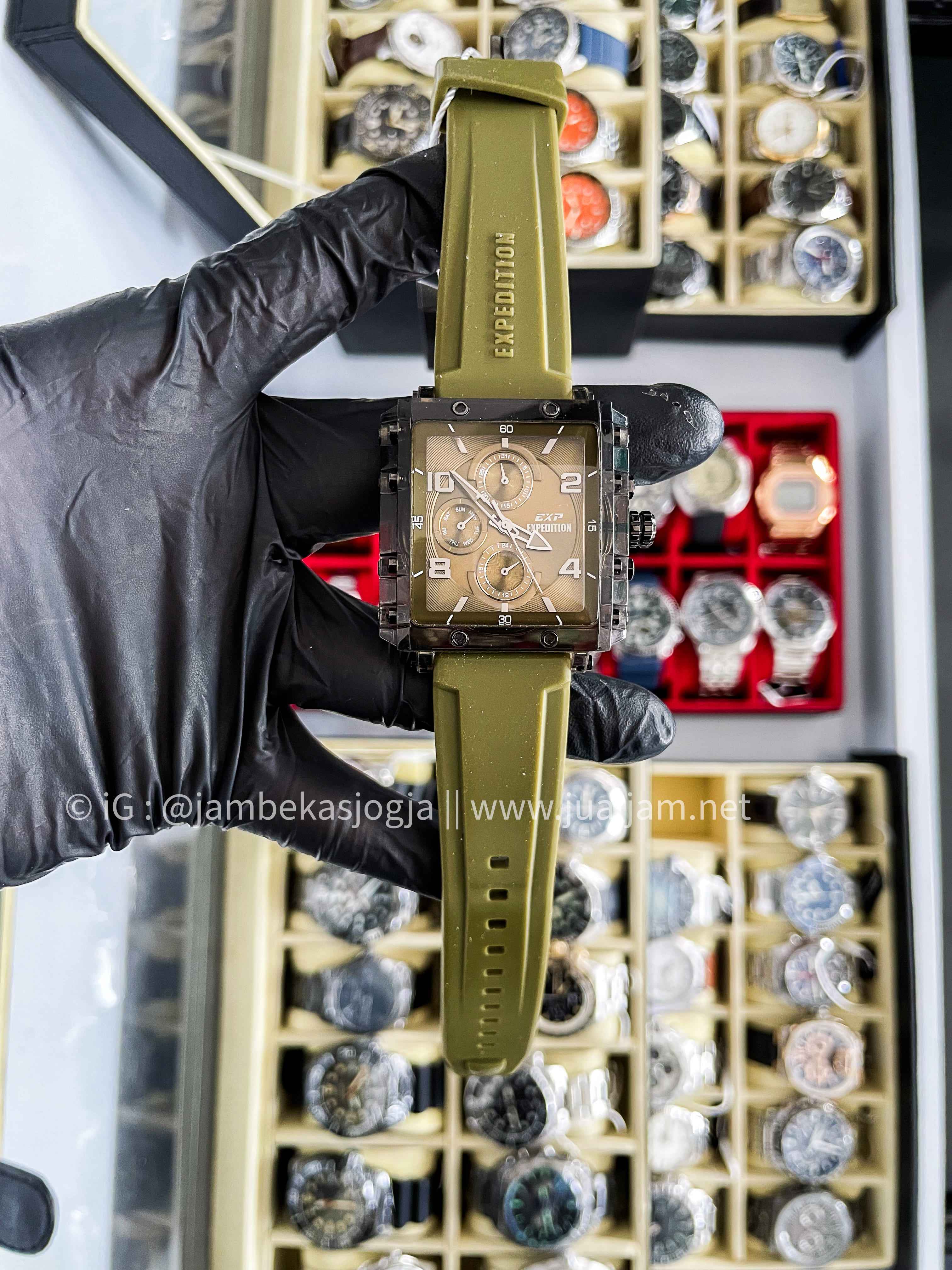 (SKU 408) Expedition Ladies E 6808 MF RIGGN Green Olive Dial Green Olive Rubber Strap