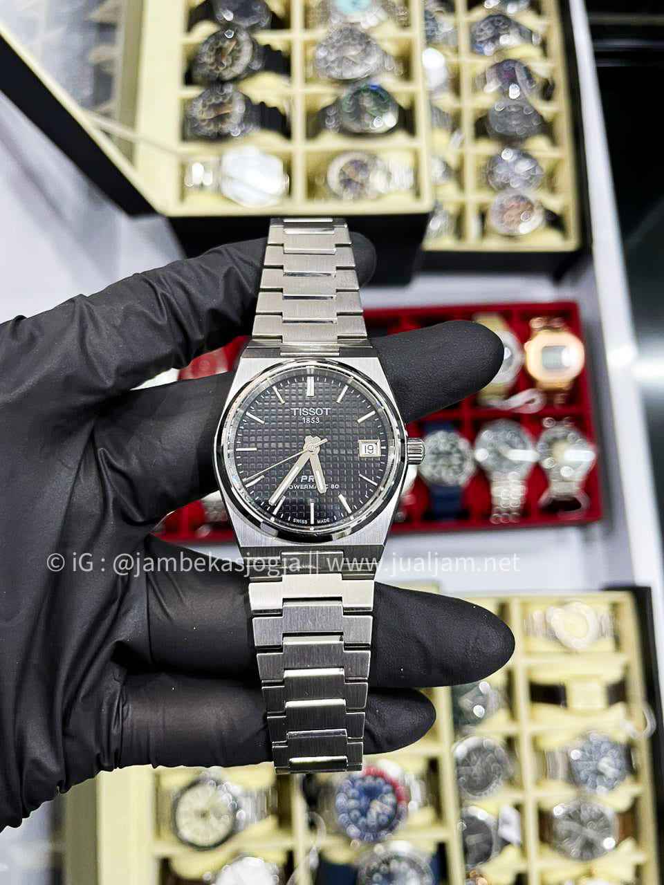 (SKU 411) TISSOT PRX POWERMATIC 80 35MM T137.207.11.051.00 automatic watch Black dial stainless steel GARANSI RESMI JULI 2027