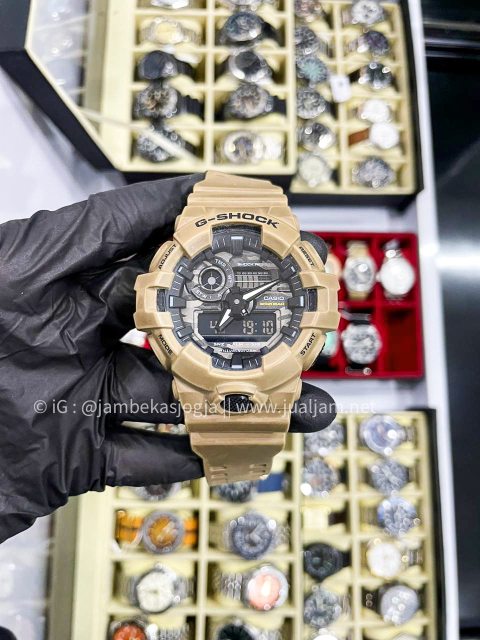 (SKU 424) Casio G-Shock GA-700CA-5ADR Utility Camo Digital Analog Dial Brown Resin Band