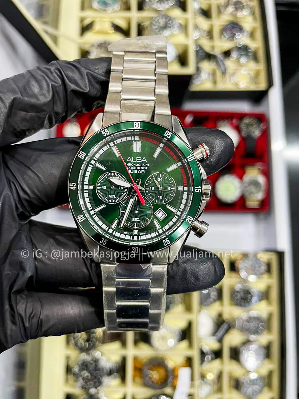 Alba Active AT3J25X1 Men Green Dial Stainless Steel Strap ( TITIP JUAL )