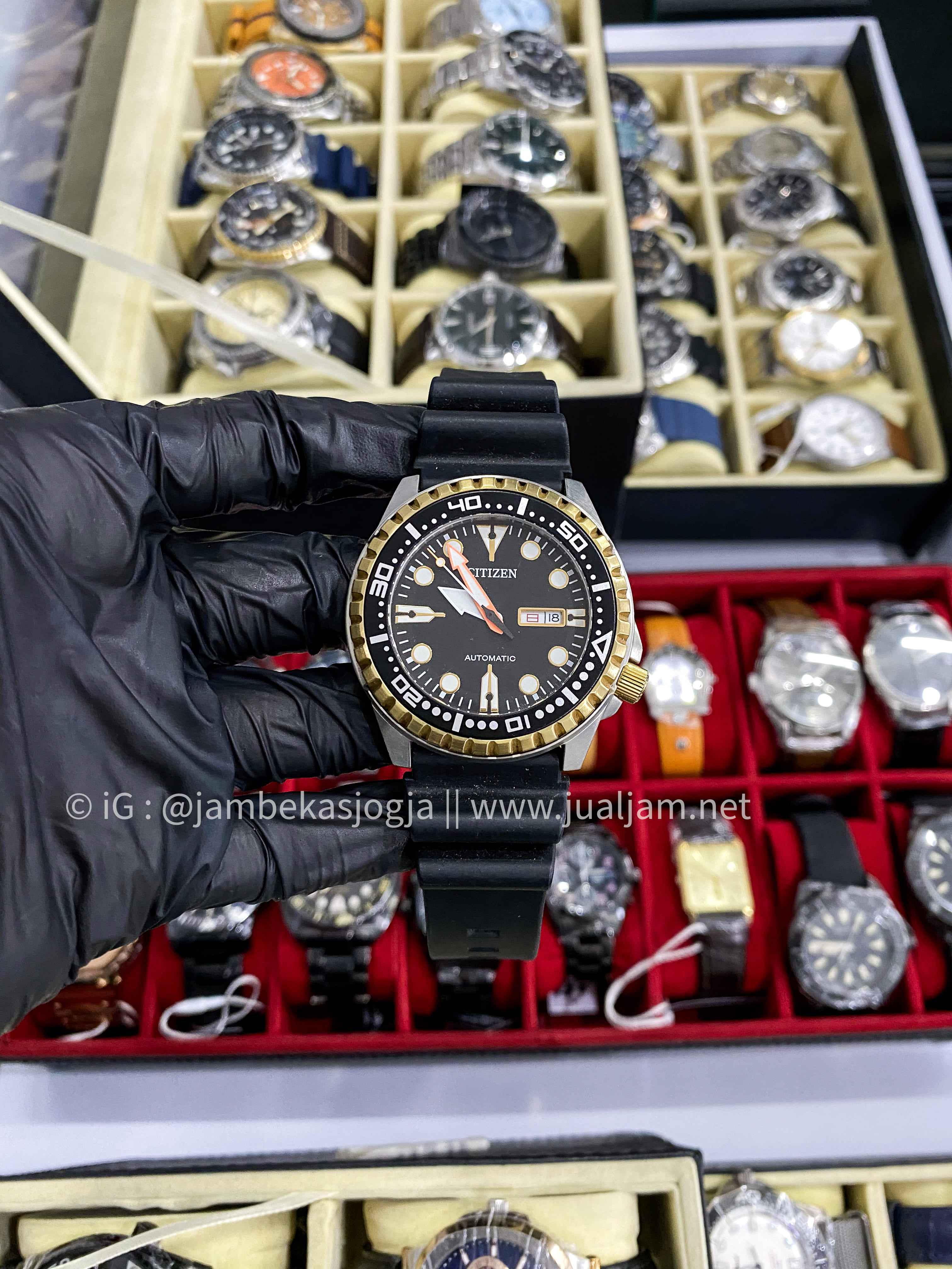 (SKU 66) Citizen Promaster NH-8384-14 Diver Watch Gold Bezel With Black Dial