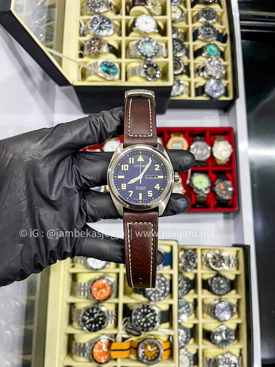 (SKU 479) Citizen Eco Drive BM8560-37L Men Super Titanium Blue Dial Brown Leather Strap GARANSI RESMI  APRIL 2026