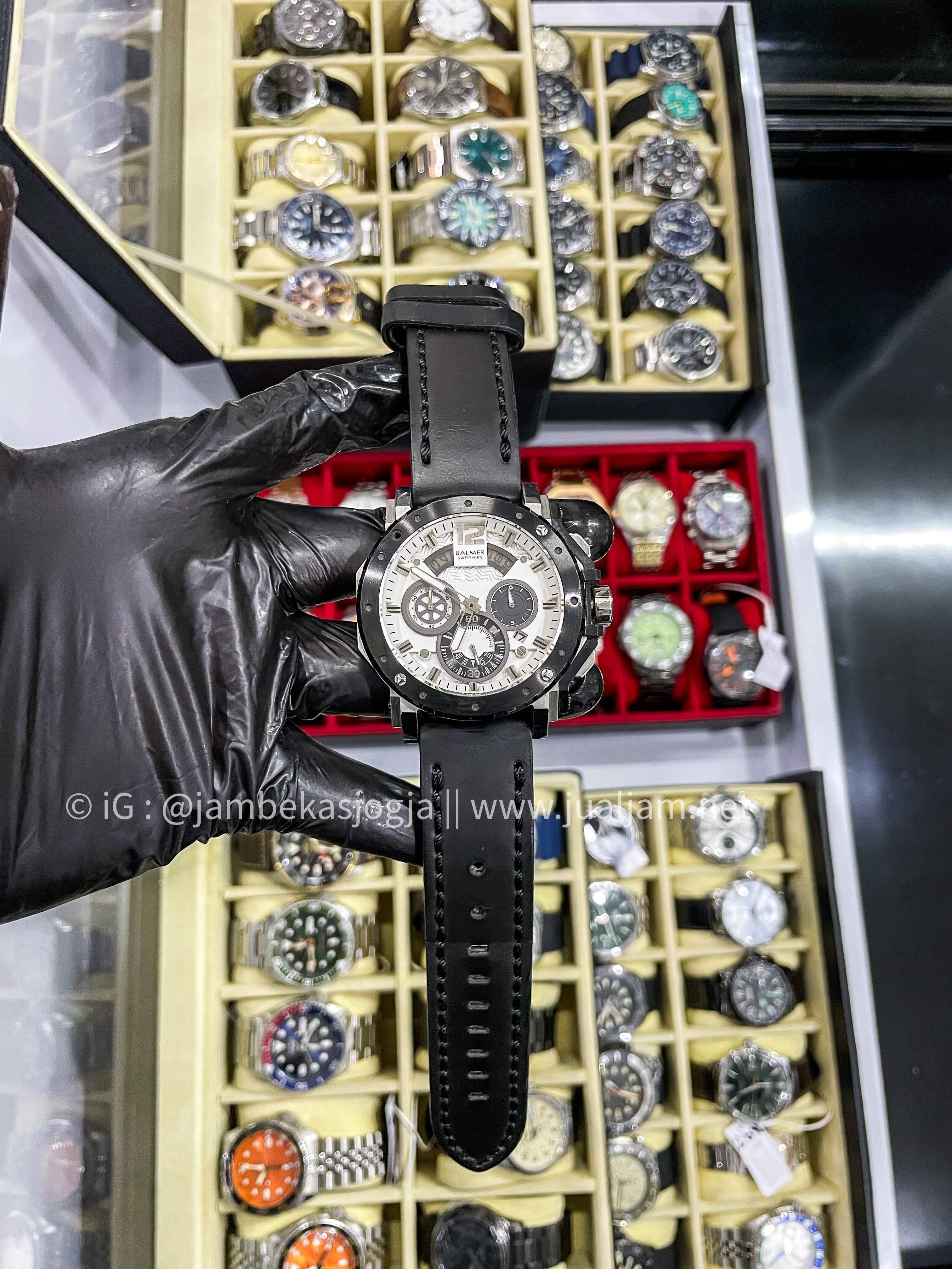 Balmer 7935 Chronograph Strap Kulit Original White dial jam tangan  pria ( TITIP JUAL )