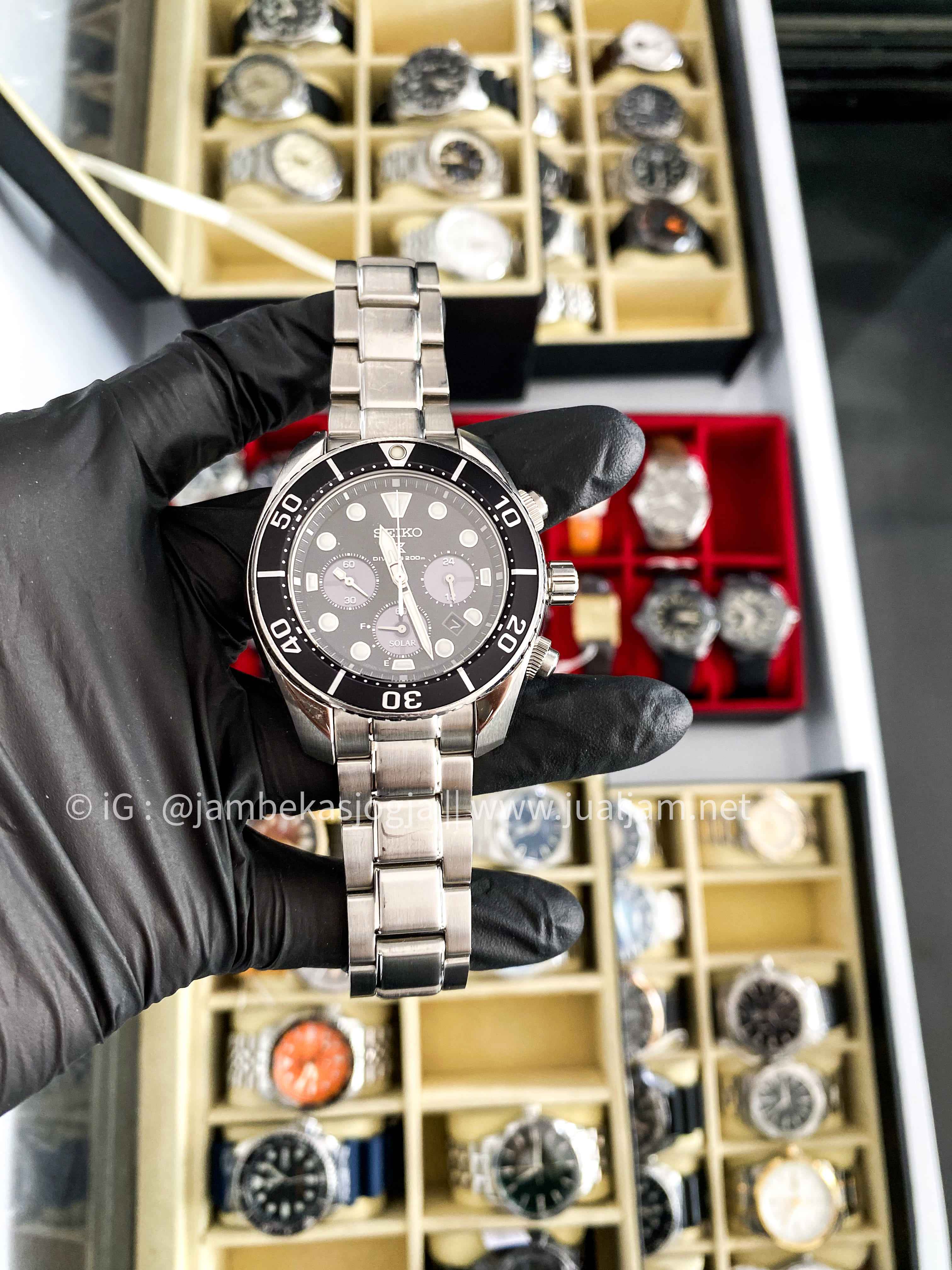 (SKU 16) Seiko Prospex SSC757J1 Sumo Solar Chronograph Black Dial Stainless Steel Strap