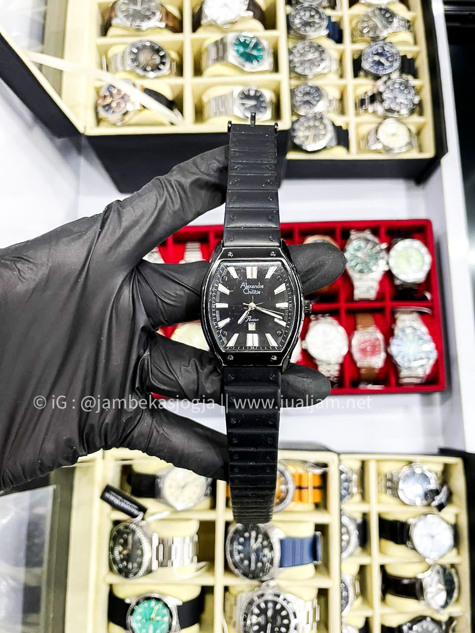 Alexandre Christie Passion AC 2941 LD RIPBA Ladies Black Dial Black Rubber Strap (TITIP JUAL )