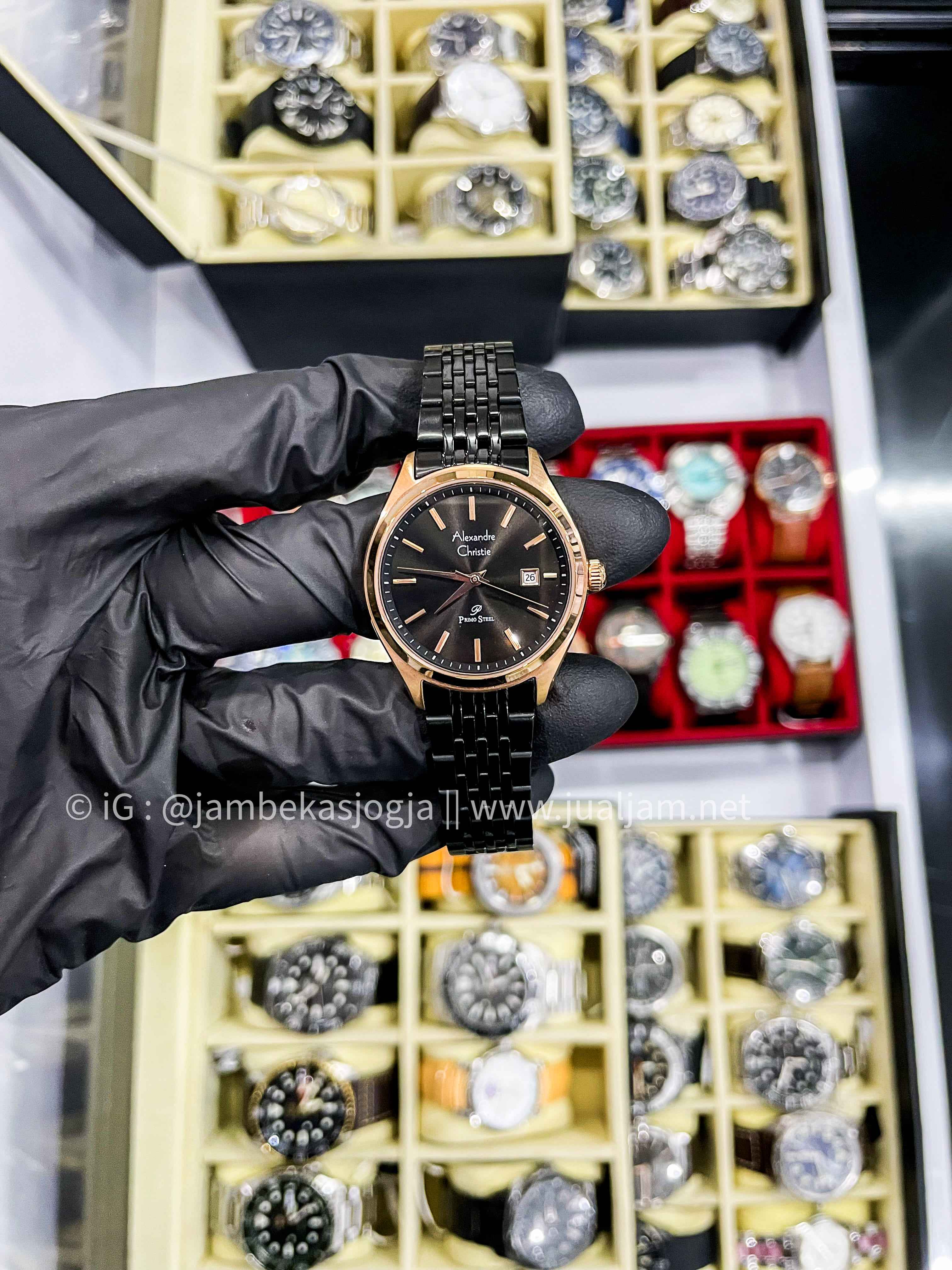 Alexandre Christie Primo Steel AC 1040 LD BBRBA Ladies Black Dial Black Stainless Strap ( TITIP JUAL)