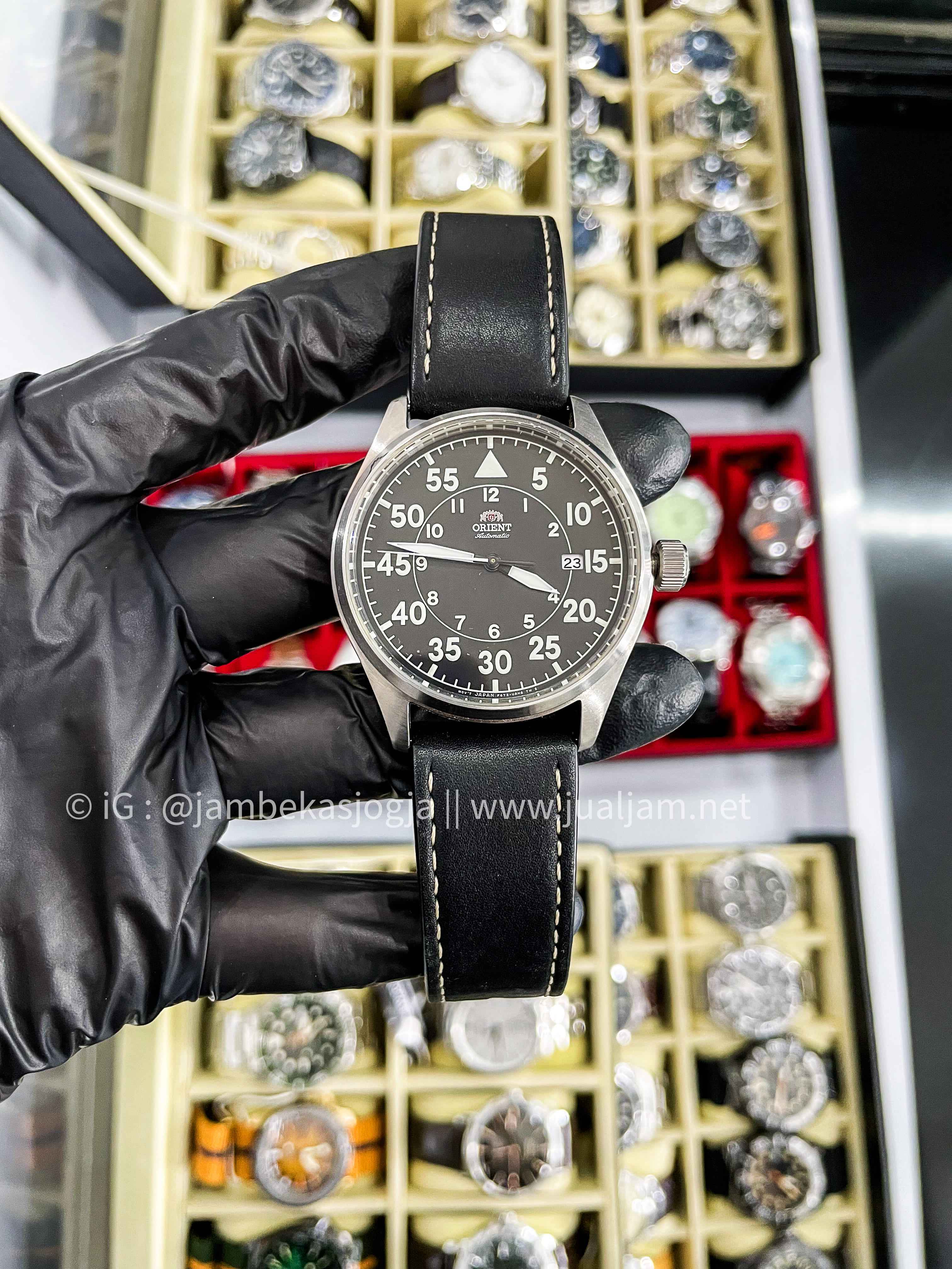 (SKU 503) Orient Automatic Inspection RA-AC0H03B10B Black Dial  black Leather Strap