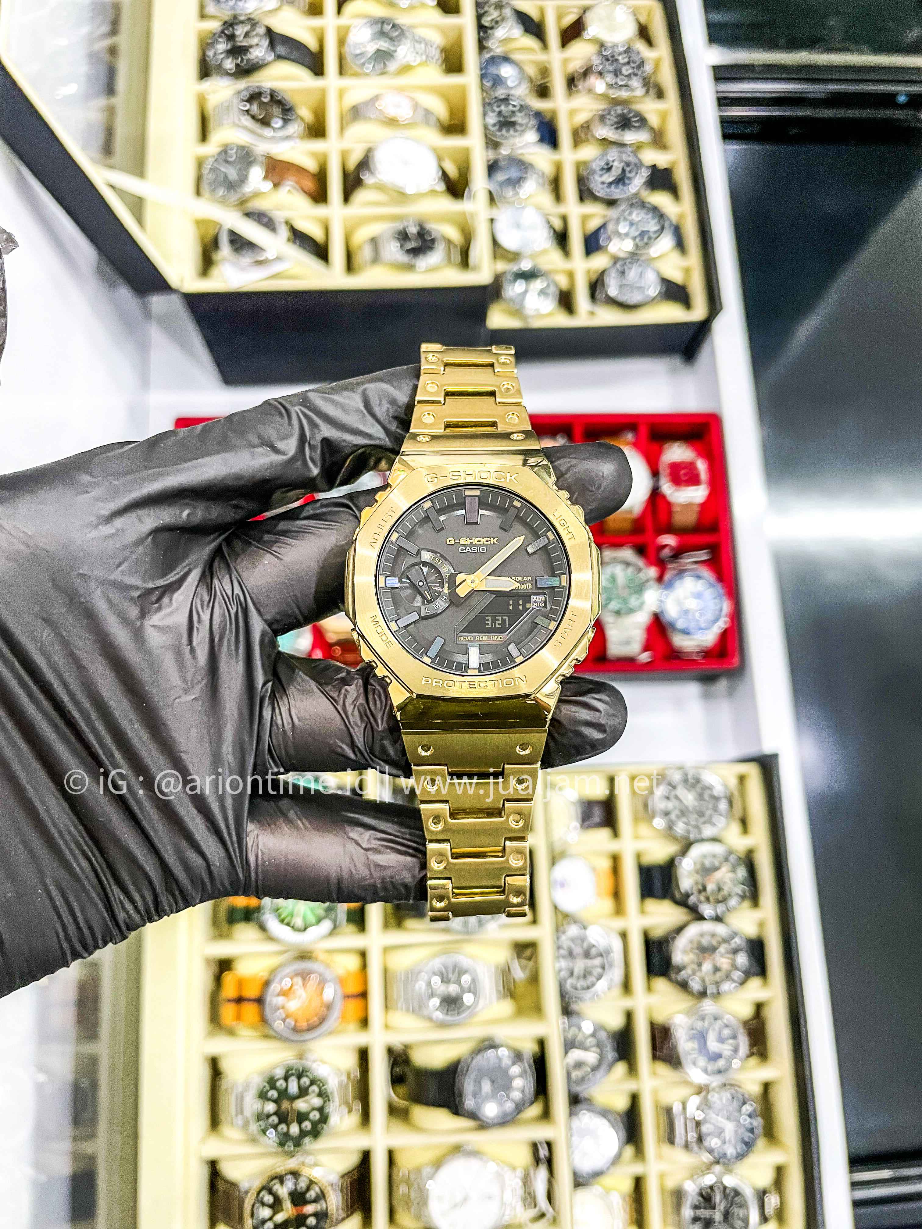 Casio G-Shock GM-B2100GD-9ADR CasiOak Solar Full Metal Analog Digital Dial Gold Stainless Steel Band ( TITIP JUAL)