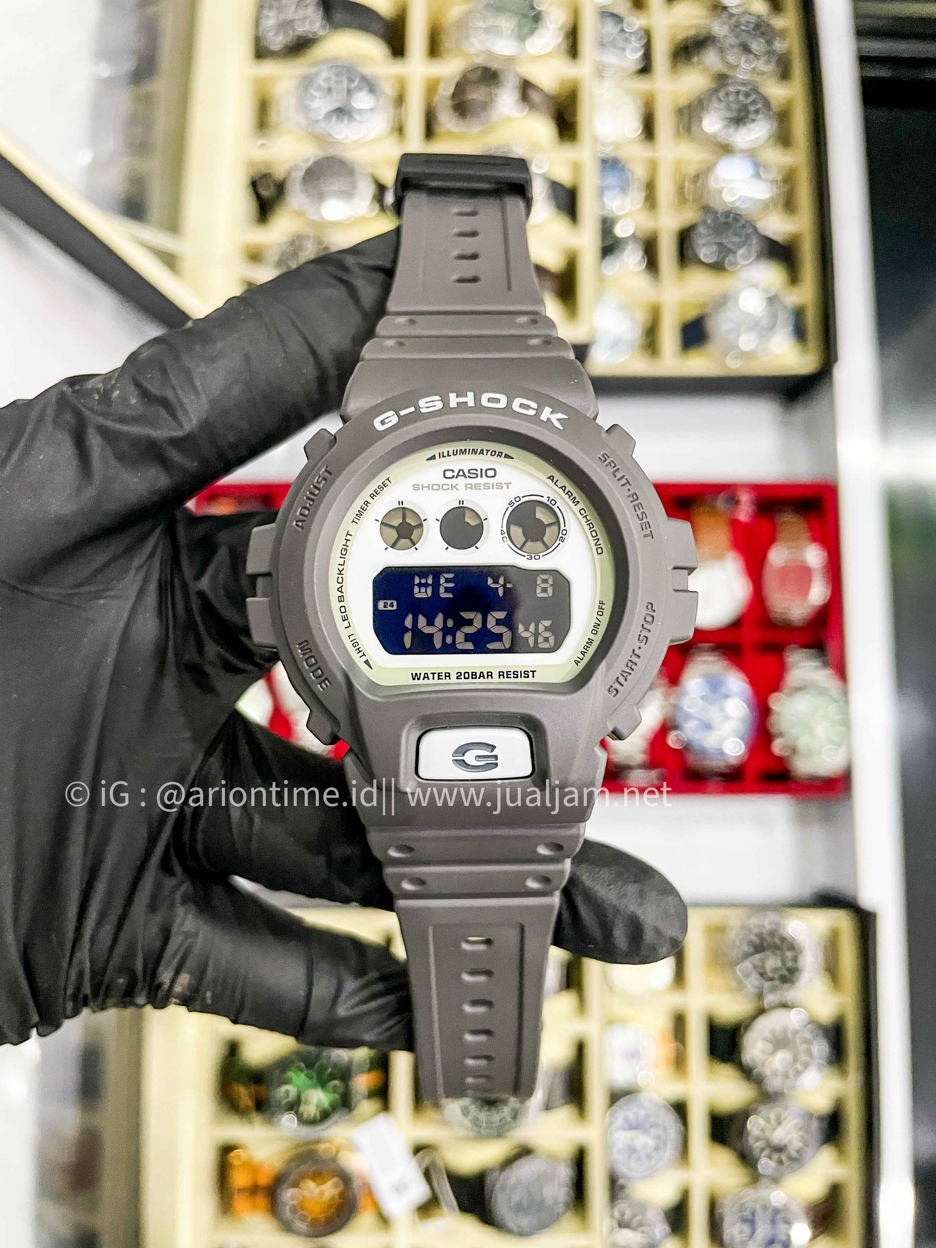 Casio G-Shock DW-6900HD-8DR Hidden Glow Series Digital Luminous Dial Grey Resin Band GARANSI REMI APRIL 2028 (TITIP JUAL)