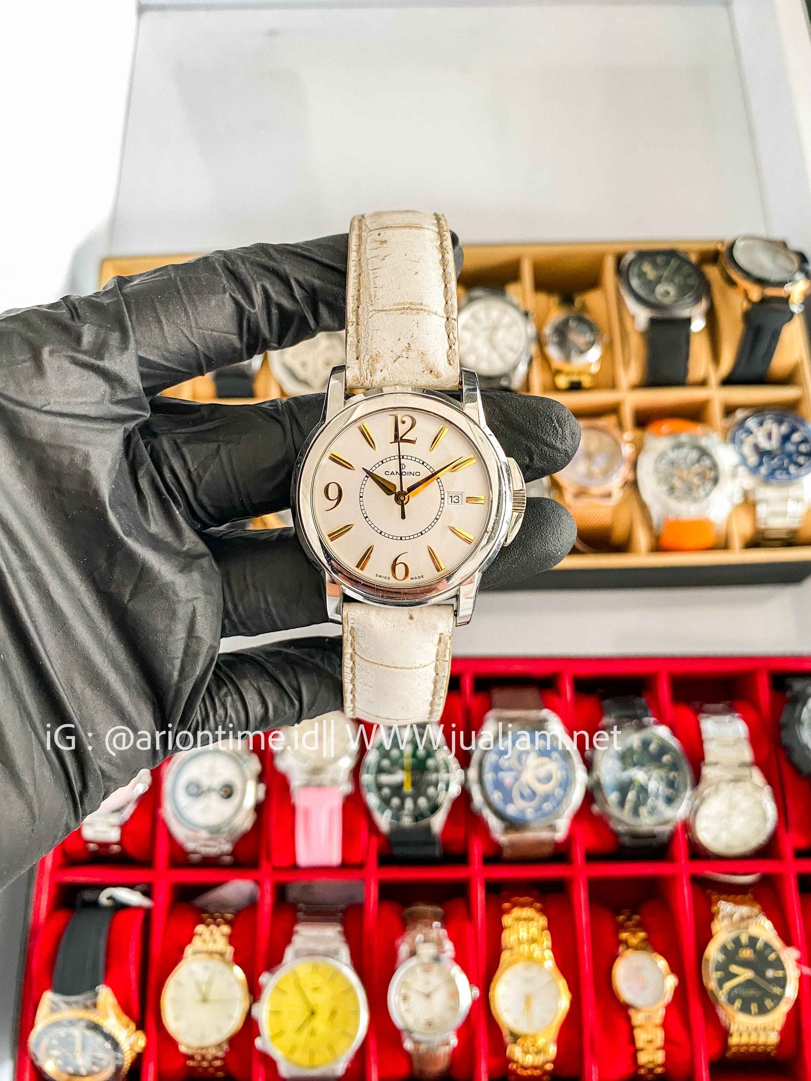 Candino Swiss C4317 Quartz White Dial White Leather Strap (TITIP JUAL)