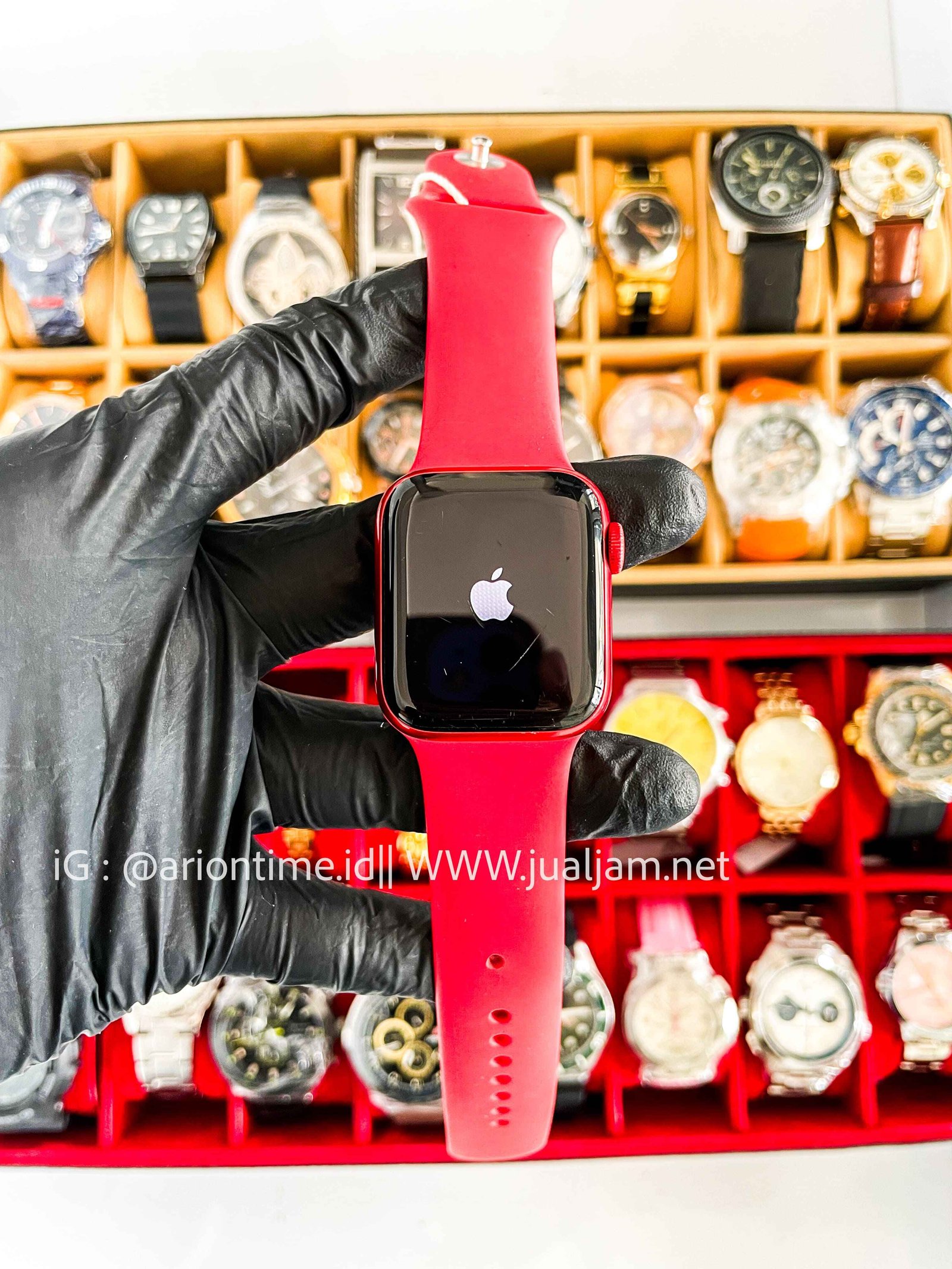 (SKU 574) Apple Watch Series 6 Red Aluminum Case with Red Rubber Strap